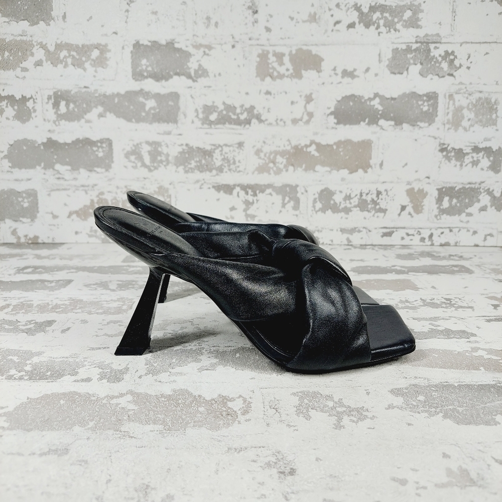 New Marc Fisher LTD Dellian Black Leather Heeled Sandals A212 - Picture 6 of 12